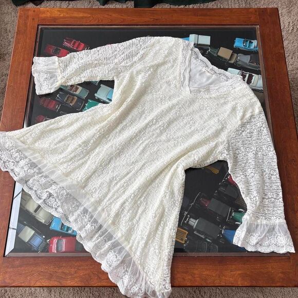 Indigo Soul White Lace Long Sleeve Western Boho Chic Dress - Picture 4 of 6